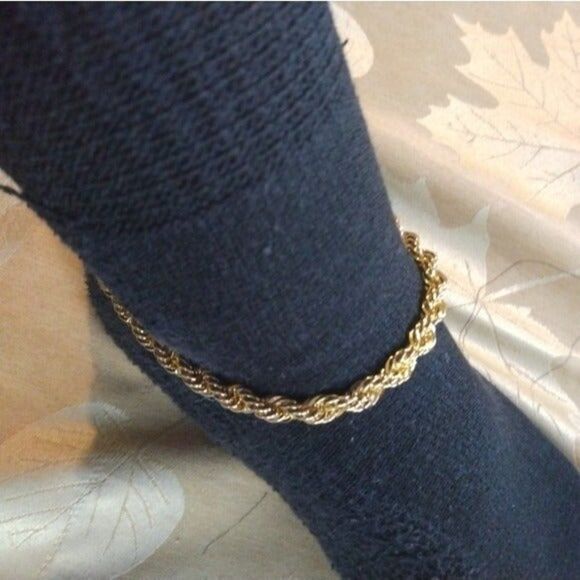 14kt Italy stamped gold Thick rope chain anklet - Picture 2 of 4